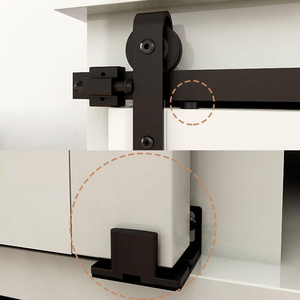 Kit de herrajes para puerta corredera de granero de 76,2 cm, para soportes de TV de una sola puerta, armarios pequeños, colgador en forma de J