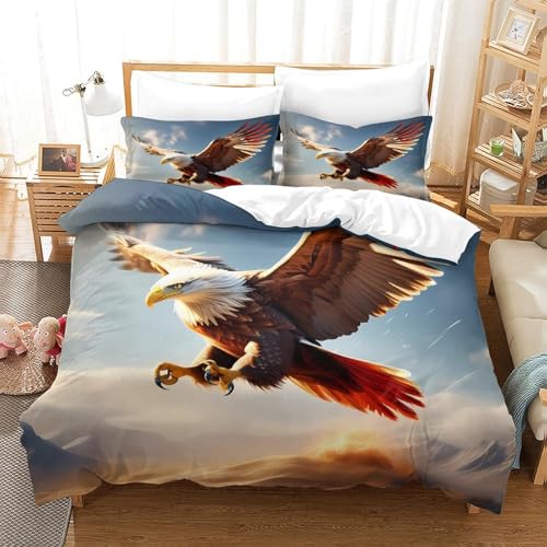 Parure de lit microfibre 140x200 aigle housse couette 3D faune - 3