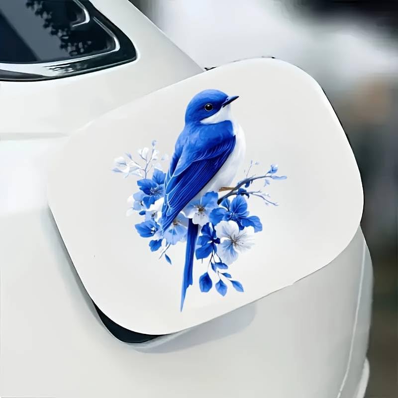 Blue Flower Bluebird PVC Vinyl Car Decals Stickers Waterproof Self-Adhesive Decals for Cars, Laptops, Trucks, Motorcycles Wall Window Luggage Scratch Cover Door Decor Sticker - Image 5