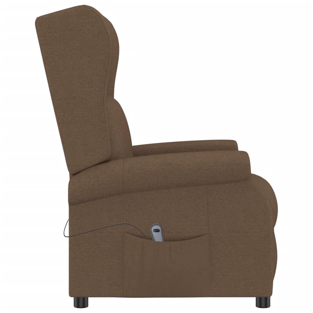 Sillón Orejero Reclinable Eléctrico Tela Marrón | 3 Posiciones Reclinables, Control Manual 2 Botones, Estructura Madera y Metal, Asiento Acolchado