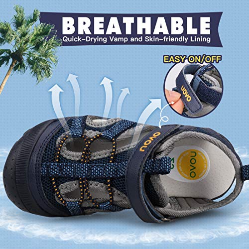 Image of UOVO Boys Sandals Kids Sandals Hiking Athletic Closed-Toe Beach Summer Sandals for Boys Quick-Drying