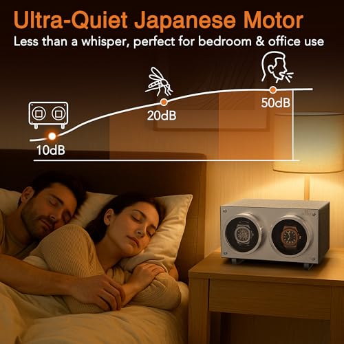 Image of MOZSLY Double Watch Winder for Automatic Watches with Quiet Motor 12 Rotation Mode Setting AC Adapter or Battery Powered PU Leather