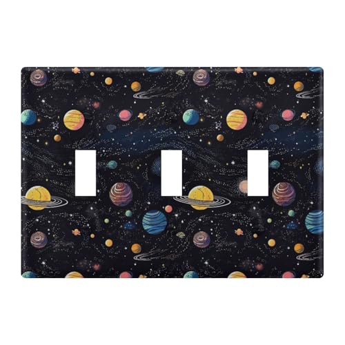 Light Switch Cover Outer Space Planet Wall Plates for Electrical Outlets 3 Gang 202a8763