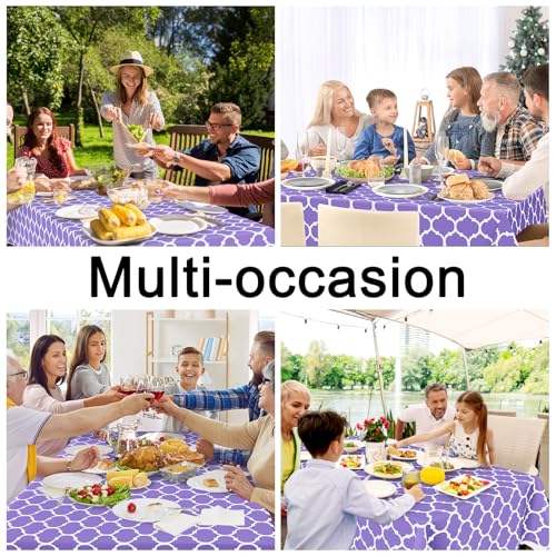Image of Smiry Rectangle Table Cloth, Flannel Backed Vinyl Tablecloth, 52 inchx70 inch | Waterproof Plastic Tablecloths, Wipeable Table Cover for Dining, Indoor and Outdoor (Lavender)
