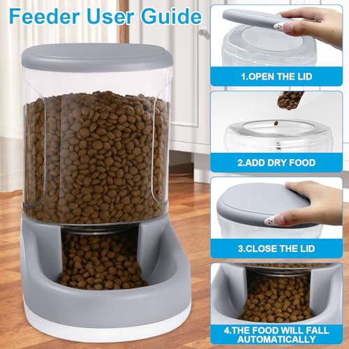 Druuzyl Wasserspender Futterspender für Katze und Hund 2×3,8 L Automatischer Futterspender, Katzenfutterspender und Katzenwasserspender für kleine und mittelgroße Haustiere