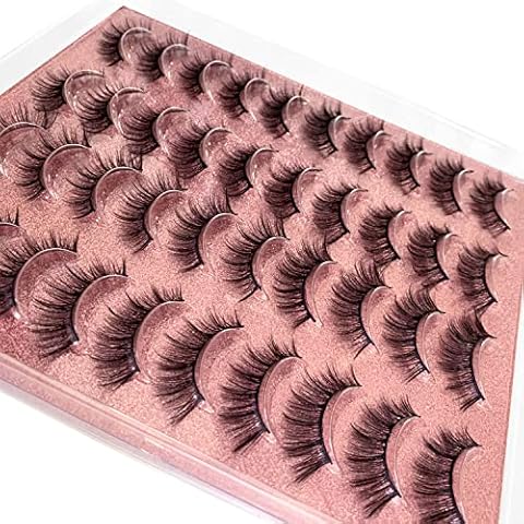 False Eyelashes Natural Cat Eyes Lashes Lightweight 3D Faux Mink Lashes Fluffy 20 Pairs Multipack No Glue Included Cover