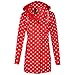 Produktbild Michael Heinen Damen Softshellmantel gepunktet gestreift Windbreaker Parka Outdoor Softshelljacke Mantel Kapuze Übergang, 36 (Hersteller Größe: S), Rot