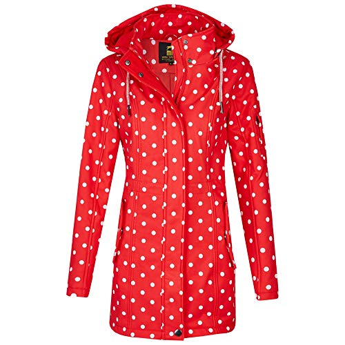 Preisvergleich Produktbild Michael Heinen Damen Softshellmantel gepunktet gestreift Windbreaker Parka Outdoor Softshelljacke Mantel Kapuze Übergang, 36 (Hersteller Größe: S), Rot