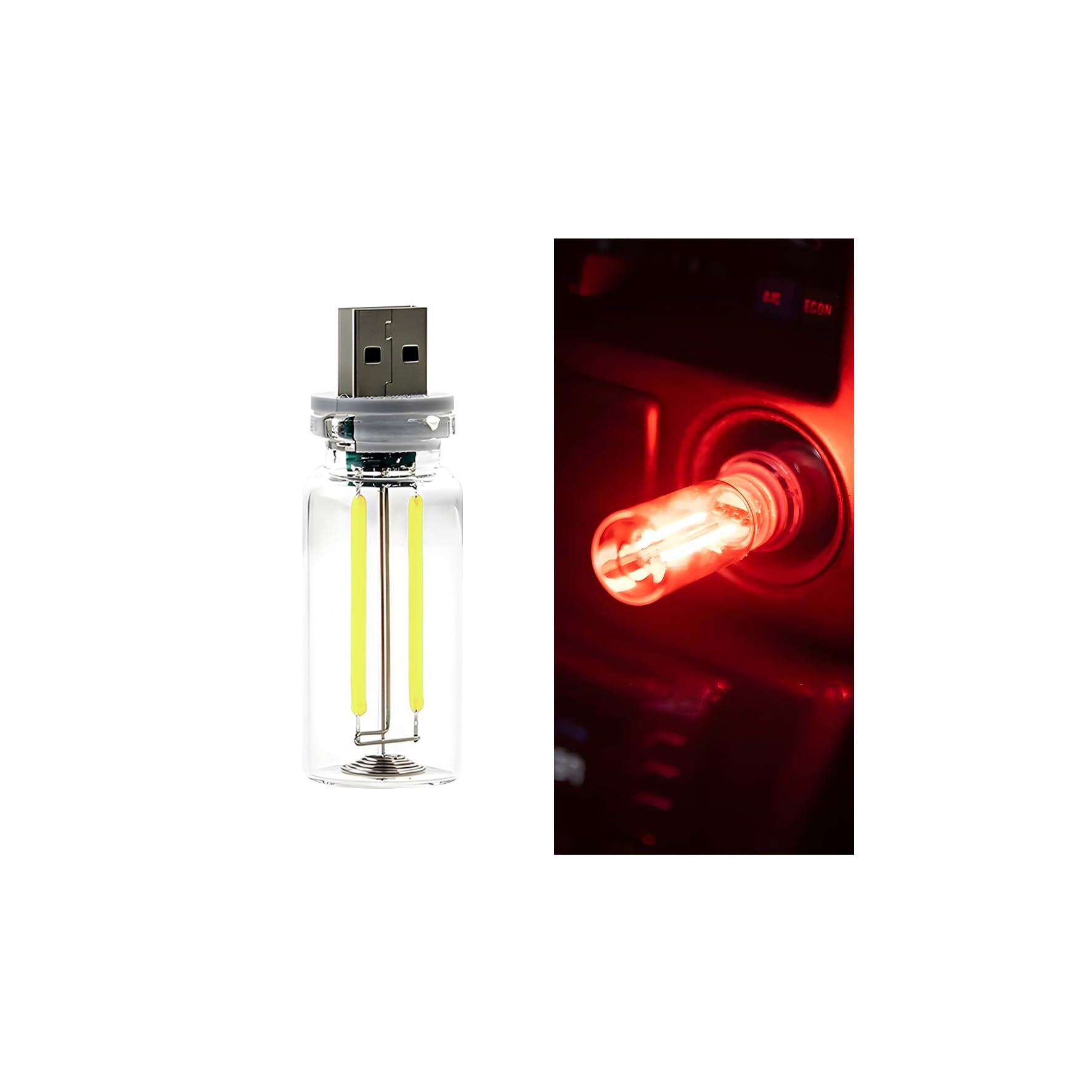 Sandfren USB LED Car Atmosphere Light, Mini Vehicle Ambient Interface Charging Lighting Bottle, Portable Automotive Night Lamp Decoration Accessories, Universal for SUV, Sedan, Truck (Red)