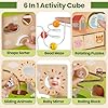 BUYGER Cubo de Actividades 6 en 1 Montessori para Bebé, Juguete de Madera con Laberinto de Cuentas y Clasificador de Formas, Regalo Educativo (Tema Animales de Granja) #2