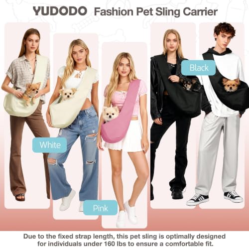 YUDODO Dog Sling Carrier for Small Dogs, Lightweight Crossbody Pet Bag | Safety Strap Included, Pocket Storage, Machine Washable, Comfortable Travel & Outdoor Fashion Sling, 4-10lbs, Black - Image 2