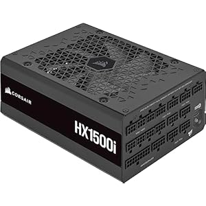 Corsair HX1500i Fully Modular Ultra-Low Noise ATX Power Supply – ATX 3.0 & PCIe 5.0 Compliant – Fluid Dynamic Bearing Fan – CORSAIR iCUE Software Compatible – 80 Plus Platinum Efficiency – Black