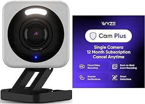 WYZE Cam v4 Grey Cam Plus Yearly, Covers 1 Camera, Auto-Renews at $19.99/Year, Activation Required asin的图片