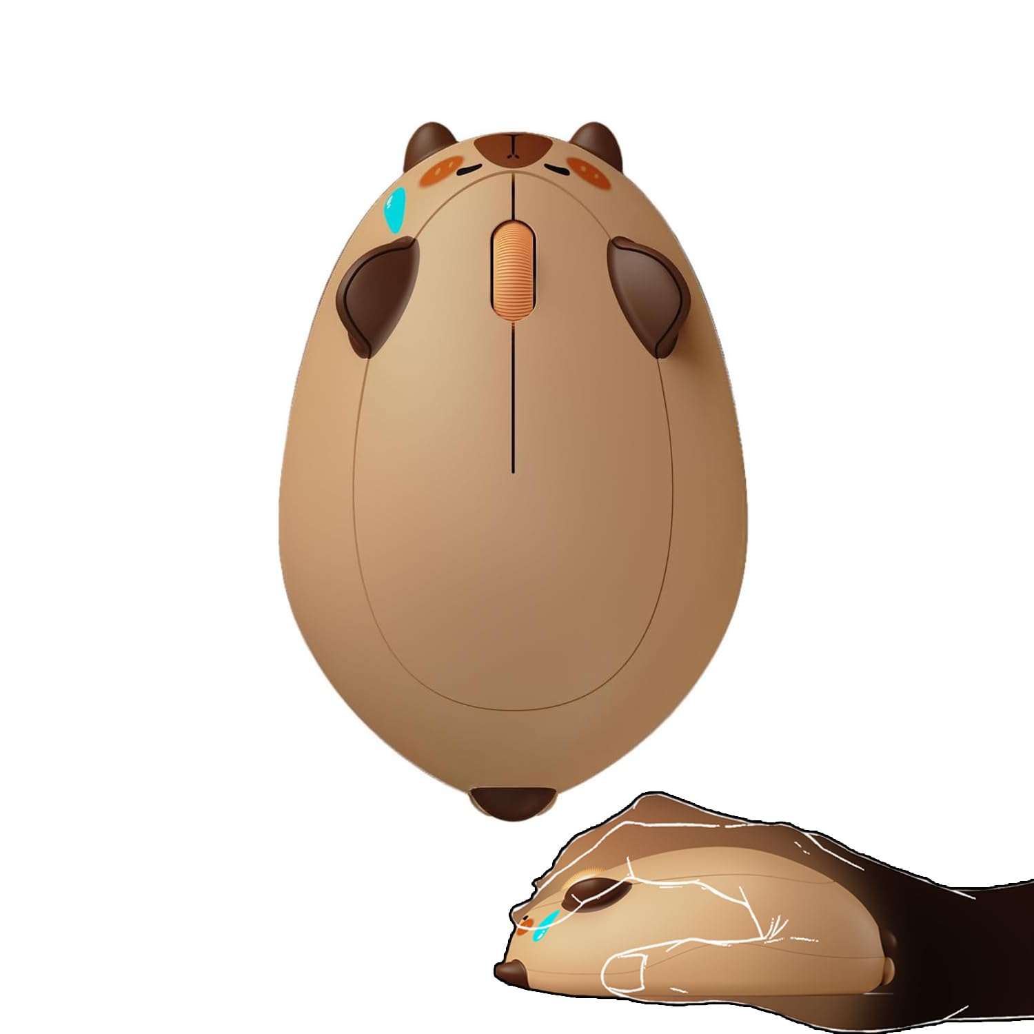 Azonee Wireless Gaming Mouse Capybara, 2.4G GHz with a USB Receiver, Cute Optical Cordless Cartoon Mice for Computer/Laptop/Desktop/PC/iPad, Compatible with Mac/Win