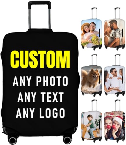 Custom Luggage Cover Personalized Suitcase Covers For Luggage with Photo Text Name Logo Double Sided Customized Elastic Washable Anti-Scratch Suitcase Cover For Travel Business(S)