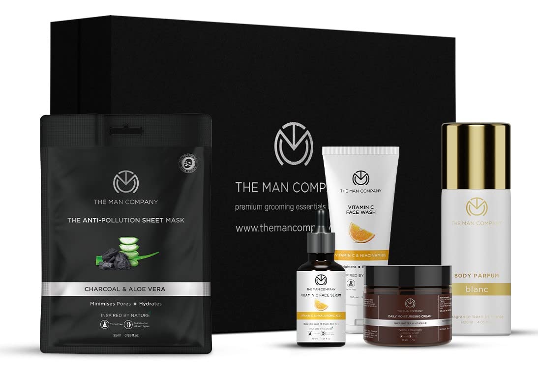 The Man Company Skin Care Kit with Vitamin C Face Wash, Face Serum, Daily Moisturising Cream, No Gas Perfume for Men & Charcoal Sheet Mask |…