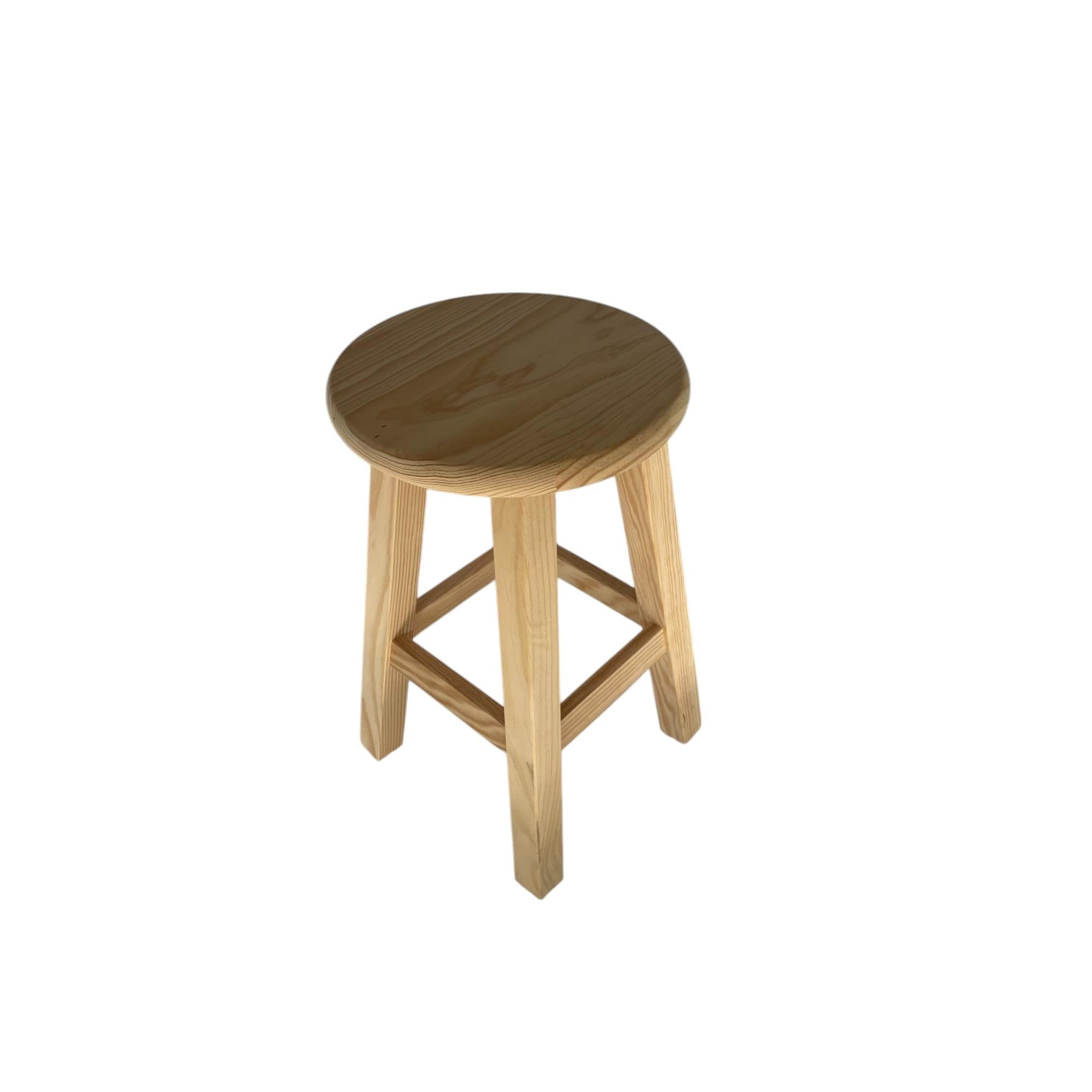 Taburete de Madera Maciza Redondo en Color Natural 29x29x50cm