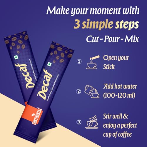 Image of Continental Decaf | Instant Decaffeinated Coffee - 2gm x 25 Sachets | 50gm | Premium Freeze Dried Coffee | Rich & Smooth Flavor | No Caffeine - Pure Taste