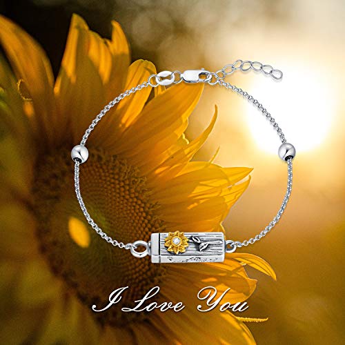 Lonago Sunflower Bar Bracelet Cremation Urn Bracelet For Ashes Keepsake Memorial Bar Urn Bracelet Gift For Women #TOP5