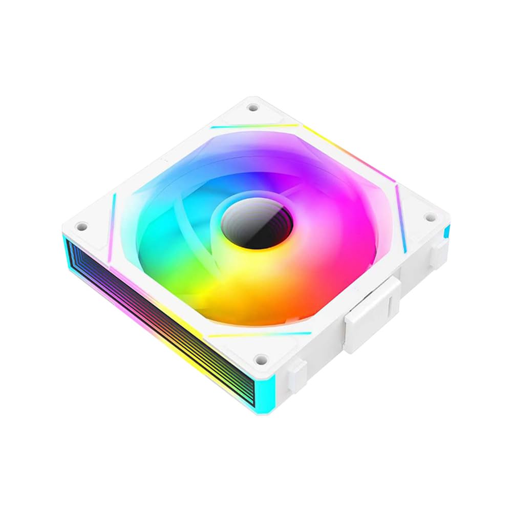 PC Fan White Edition 120mm Case Fan, Infinity Mirror Module 5V+ARGB PWM 120mm Reverse Fans Single Pack Suitable for Computer Case & CPU Cooling