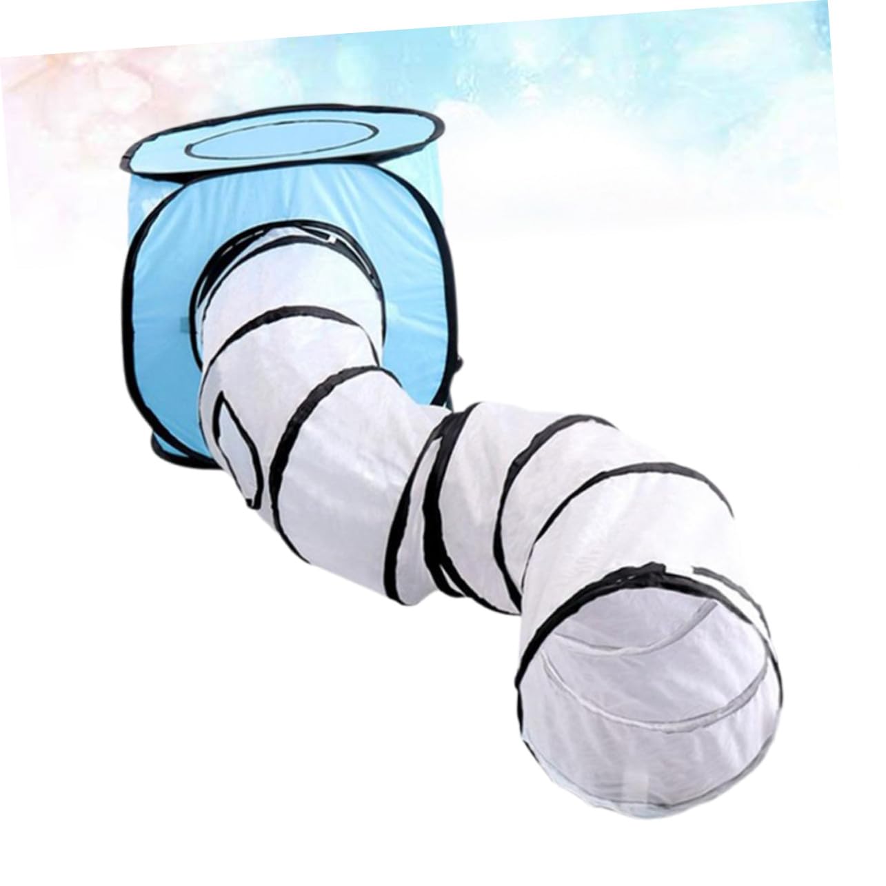 Tunnel pour Chats S en Polyester Bleu, Jouet Interactif Pliable
