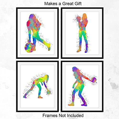 Casi Art Female Bowler Abstract Wall Art Unframed Set Of Four 8 Inchx10 Inch Prints Ideal For Women Lawn Or Ten Pin Bowling Fans thumb #4