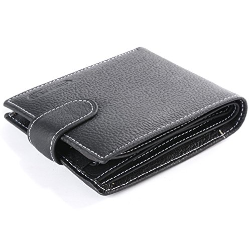 Cuir Véritable Bi-fold Wallet Hommes Avec Porte-Carte Multi Crédit/ID et Poche à Monnaie, Haute Qualité en Cuir Véritable Sac à Main Manches Slim