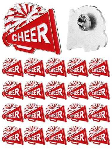 Image of Landical 20 Pcs Cheer Enamel Pins Bulk, Ideal as Cheerleading Teams' Gifts, Souvenirs, Accessories, Jewelry, Goodie Bag Stuffers, and Party Supplies