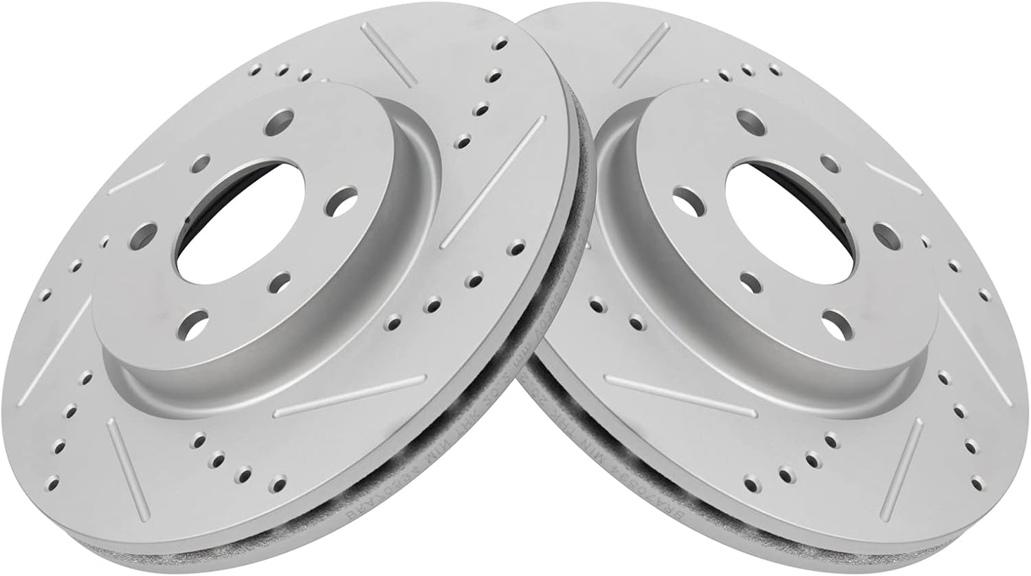 TRQ Front Performance Brake Rotors Set Premium G-Coated Cross Drilled & Slotted Compatible with 2012-2017 Fiat 500