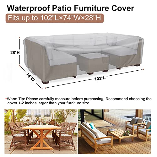 Image of Mrrihand Outdoor Patio Furniture Covers Waterproof 102 inchLx74 inchWx28 inchH Black