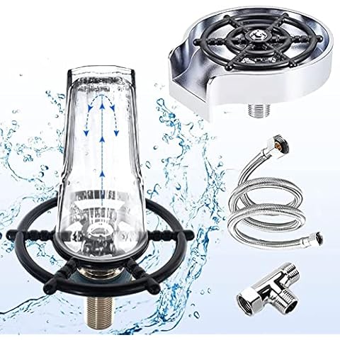 Automatic Cup Cleaner, Stainless Steel Cup Washer, Glass Rinser for Kitchen Sinks, Pressure Washer, Sink Cup Washer, Accessories for Kitchen Sinks, for Tea Shop Bar Home Restaurant (Silver) Cover