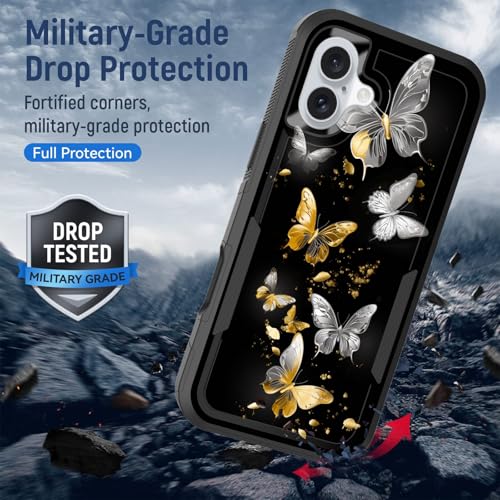 Coque iPhone 17 résistant aux chocs silicone double couche robuste antichoc papillon