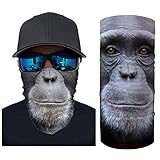 Buybai 3D Printing Monkey Multifunctional Hat Headwear Seamless Mouth Bandanas Face s Headband Neck Gaiter for Dust Protection