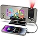 zerotop Projection Alarm Clock Digital with 180° Projector, 7.4'' LED RGB Color Mirror Display, 5-Level Brightness Dimmer, USB Charger, Snooze,12/24H, for Bedroom Bedside, Black (EN8827A)