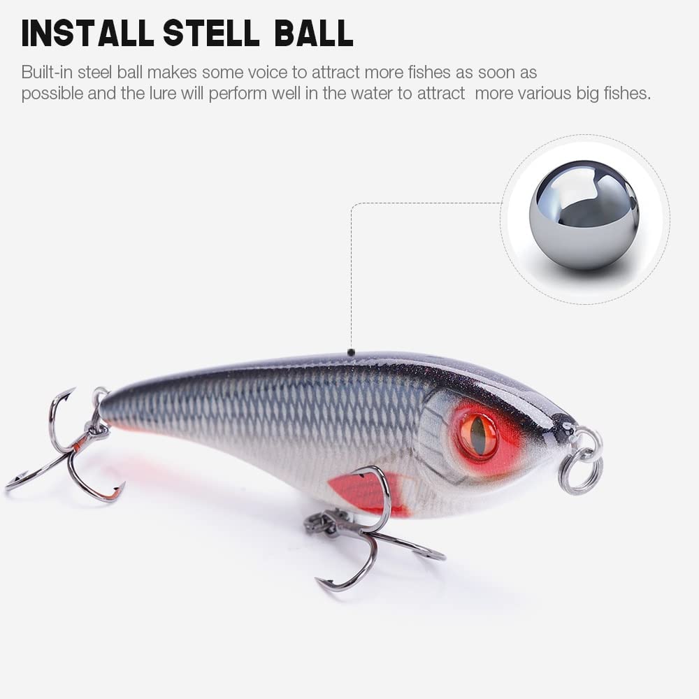 Conjunto de señuelos de Pesca de 5 Piezas/Mezcla de Caja 9G 13G Wobblers de hundimiento Lento for señuelos de Pescado for Pescar Kit de Cebo Artificial (Color : Mix A)