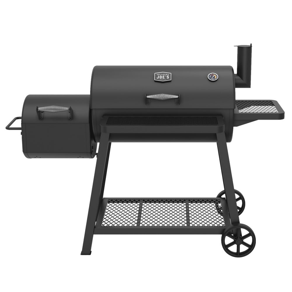 Oklahoma Joe’s Laredo Series 1100 Offset Charcoal Smoker and Grill with 1100 sq. in. Cooking Area in Black