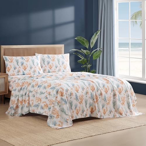 Image of Caribbean Joe King Coastal Print Microfiber Sheet Set, Sunrise Sealife