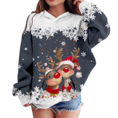 Sweat-shirt avec tête de cerf pour enfants de 2 à 12 ans en gris confortable
