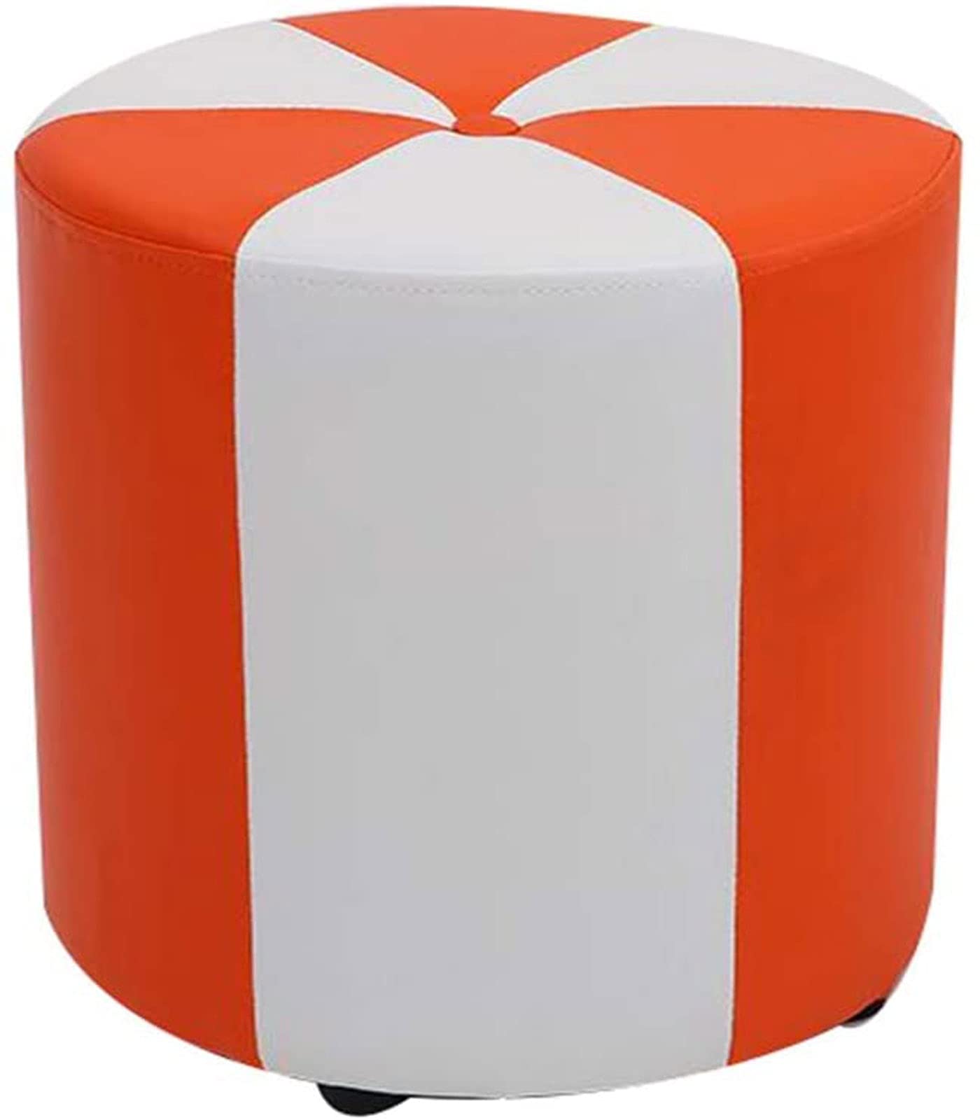 Pouf rond canapé orange et tabouret de maquillage compact en cuir