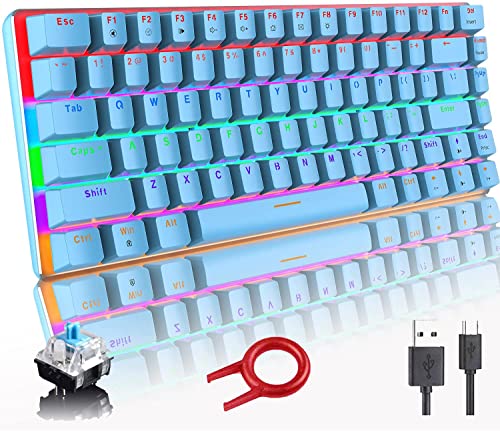 Gaming Mechanical Keyboard Wired USB Metal Mechanical Blue...