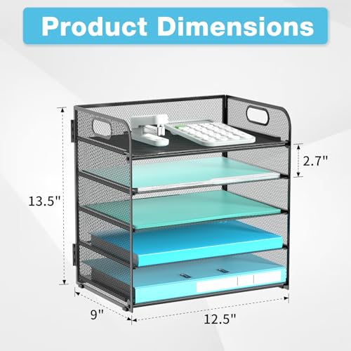 Gawerk Organizador de papel com bandeja de cartas de 5 camadas, organizador de arquivos de malha com