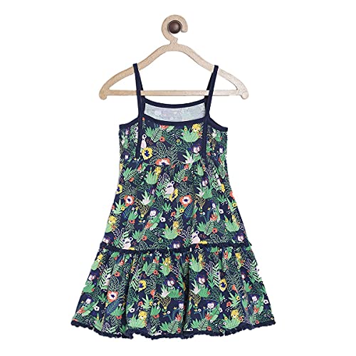 Image of miniklub Baby Sleeveless Knitted Cotton Navy Color Dress (12-18M)