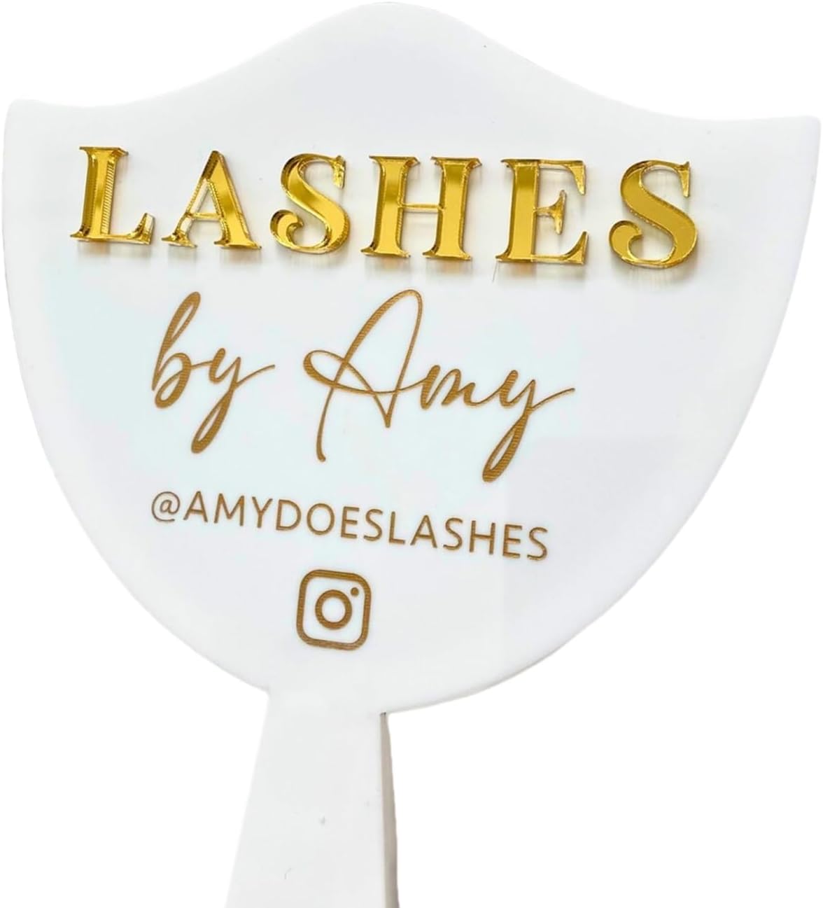 Personalized Lash Mirror, Custom Eyelash Photo Prop, Esthetician Gift, Handheld Mirror, White, 8.3"L x 5.8"W
