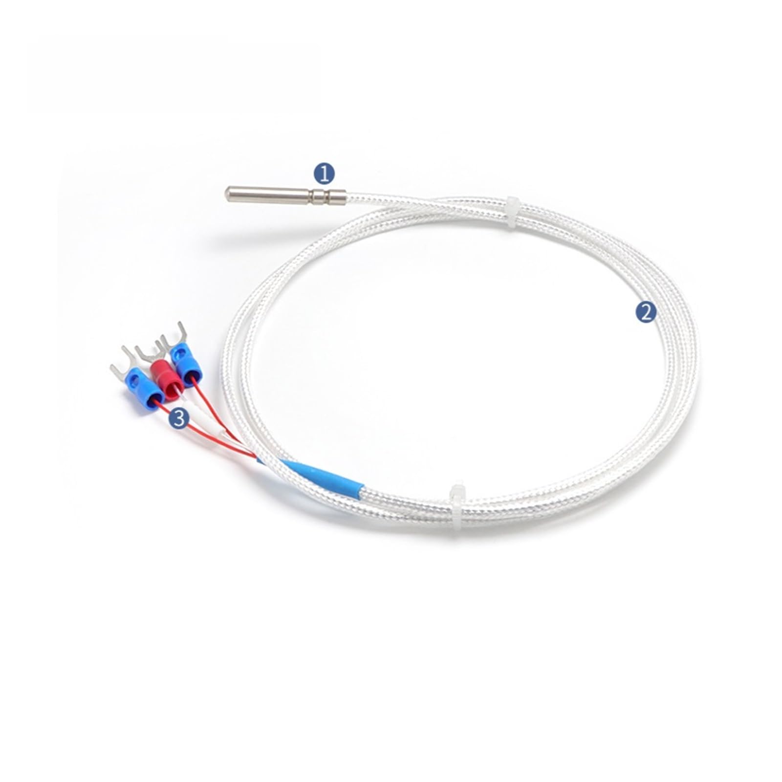 5pcs Stainless Steel PT100 Temperature Sensor Thermocouple With Cable Sensing High Waterproof(PT100 Type 5M)