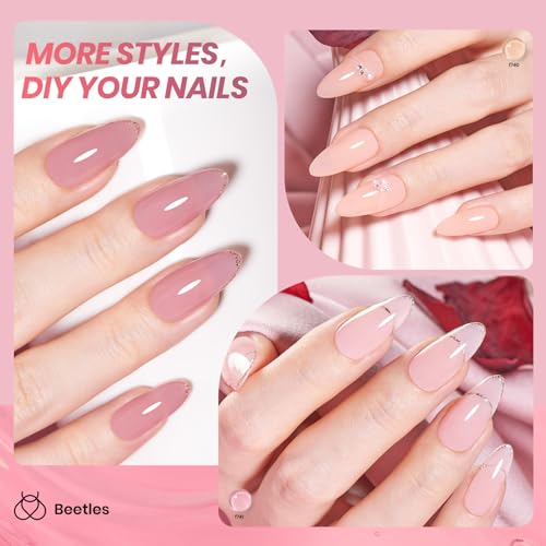 Image of Beetles Jelly Gel Nail Polish Set - 6 Colors Neutral Sheer Nude Pink Brown Gel Polish Kit Soak off UV Nail Concealer Gel Understated Grace French Nail Art Salon DIY Gift for Women