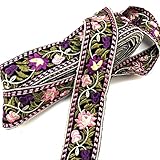 1 Yd Ethnic Embroidered Rose Lace Trim Jacquard Ribbon for Garment Accessories DIY Craft Making Flow