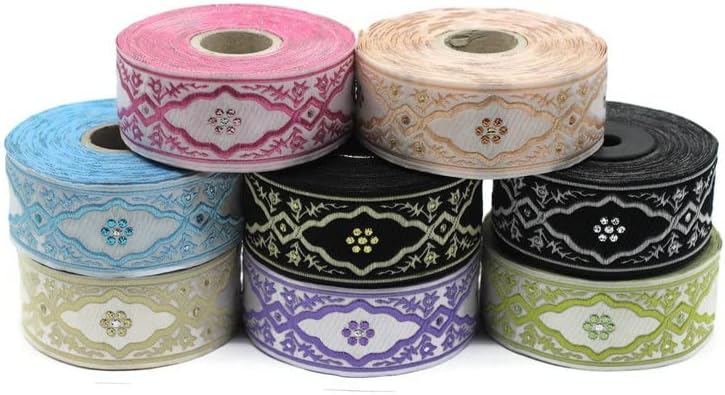 Miniatura 4 de Carrete de 11 yardas 1.37 pulgadas azul Andalucía Jacquard Cinta Tapicería Tejido Dekorband Trim Fabricación de cortinas