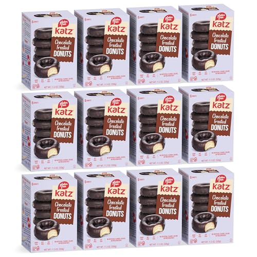 Katz Gluten Free Chocolate Frosted Donuts. Dessert Snack, Free of Soy, Sesame, Dairy, and Nuts. Kosher 11.3oz (12pk)