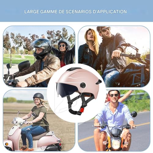 Casque de moto demi-jet à double visière respirant pour scooter et racing