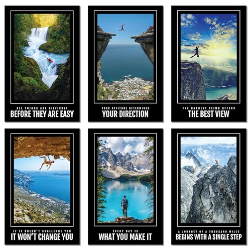 L & O Goods Motivational Wall Decor | Positive Affirmations & Uplifting Quotes | Set of 6 Large 11x17 Posters | Inspirational Wall Art for Office, Home, Classroom, or Gym Decor (Made in the USA)